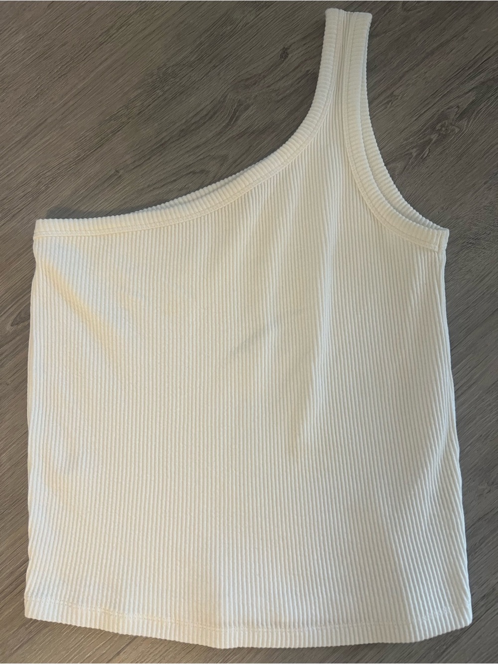 French Connection Cream One-Shoulder Ribbed Tank